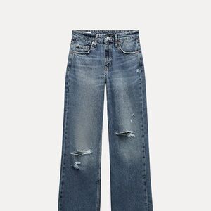 Zara Blue Flare Wide Leg Jeans